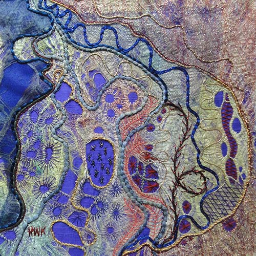 Embroidered artwork, ripples in time