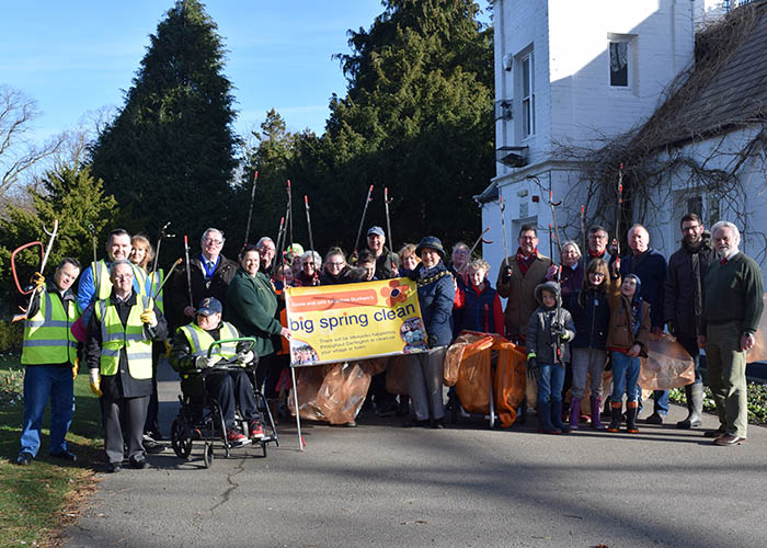 Volunteers from the Big Spring Clean in South Park with their pickers and bags