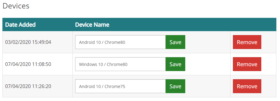 List of 3 devices to manage.