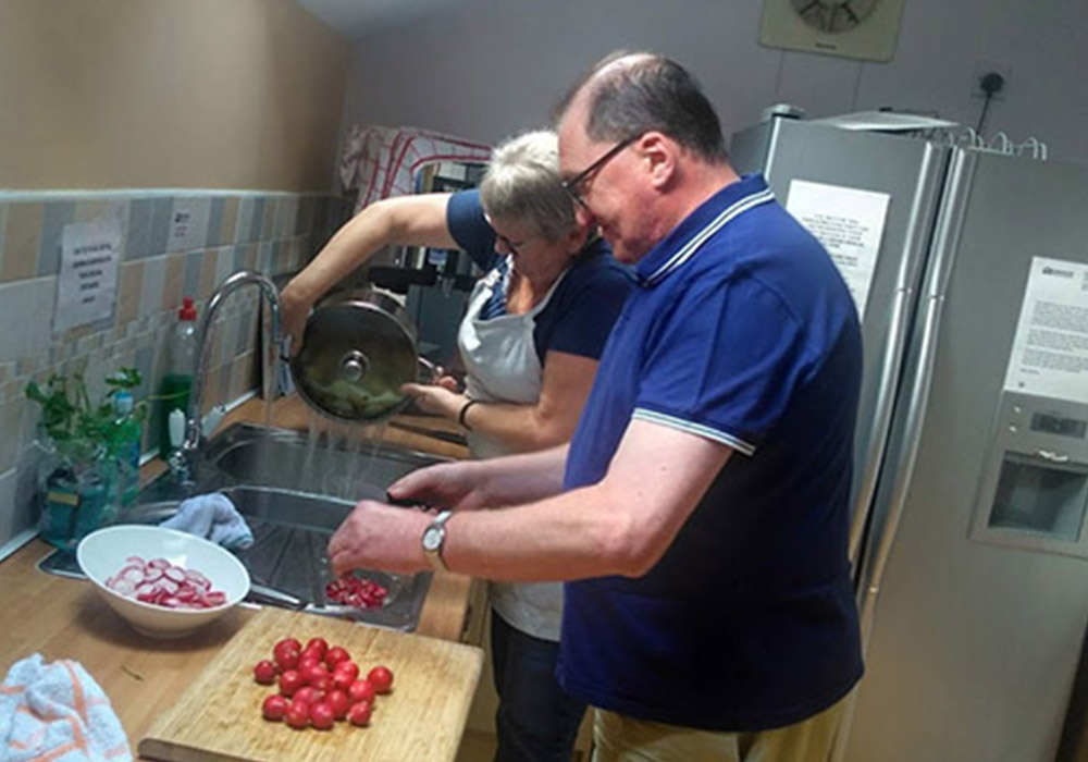 residents preparing food