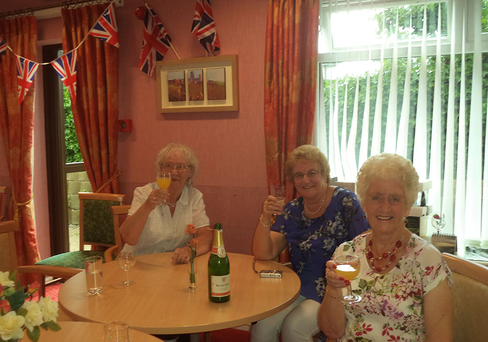 residents enjoying a drink