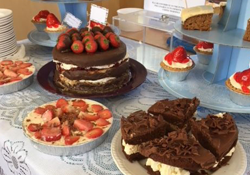 cakes on display at a bake sale