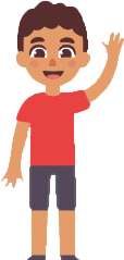 a cartoon of a young boy waving