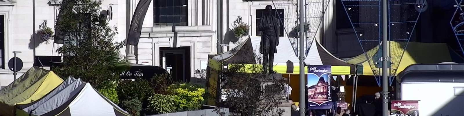 A still from a CCTV camera showing a statue