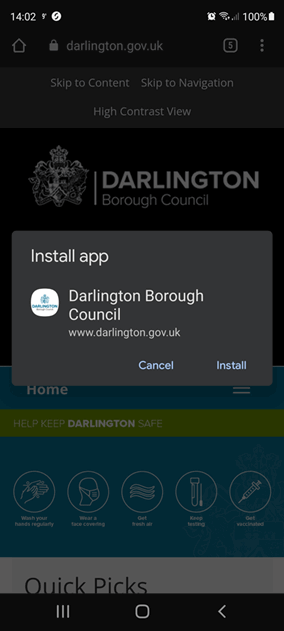Android app installation confirmation popup