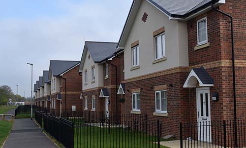 A row of new build council houses