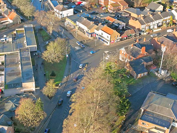 existing layout of the roundabout in the centre of Cockerton