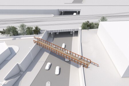 Aerial view of bridge