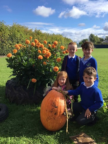 St George's Academy pupils with plants they have grown