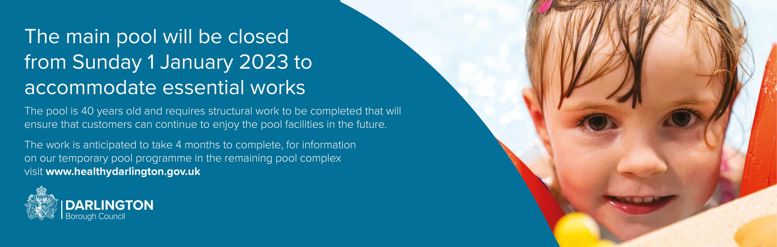 The main pool will be closed from Sunday 1 January 2023 for essential works