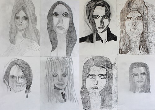Anne Smith Celebrities Pencil, charcoal and ink