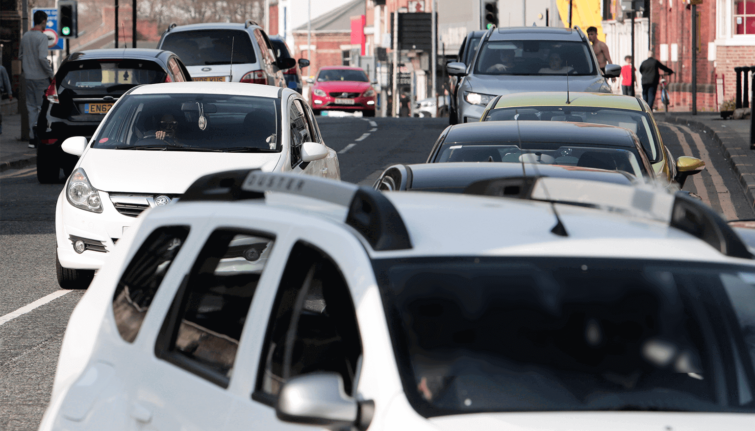 Cars in traffic