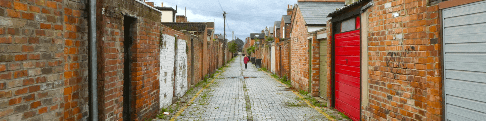 Back lane between two rows of houses