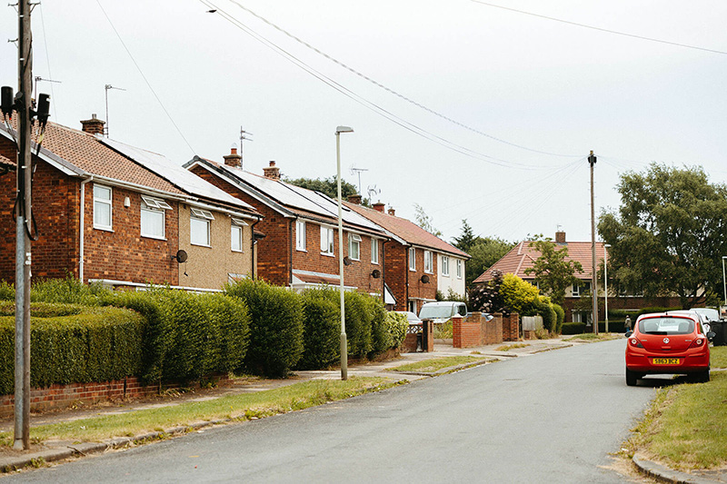 Road with houses