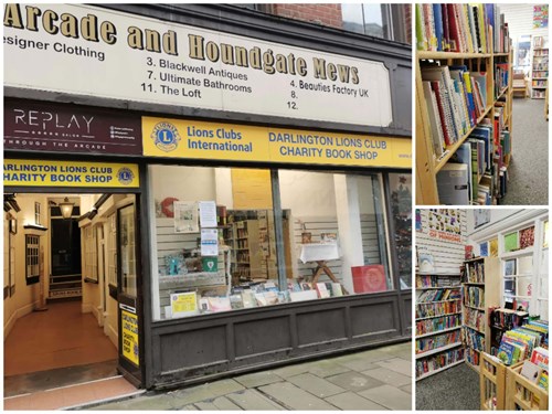 Collage of photos of Lions Club Charity Book Shop