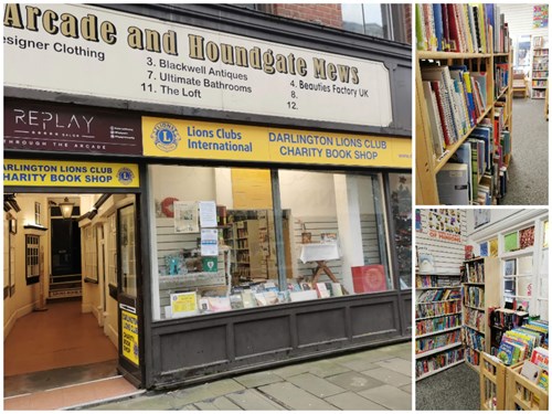 Collage of photos of Lions Club Charity Book Shop