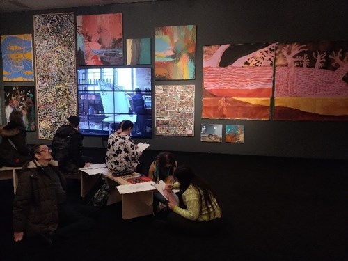 People at an art exhibition