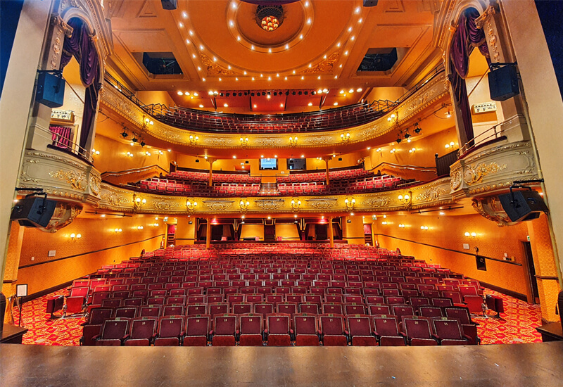 View of theatre from the stage looking at at seats