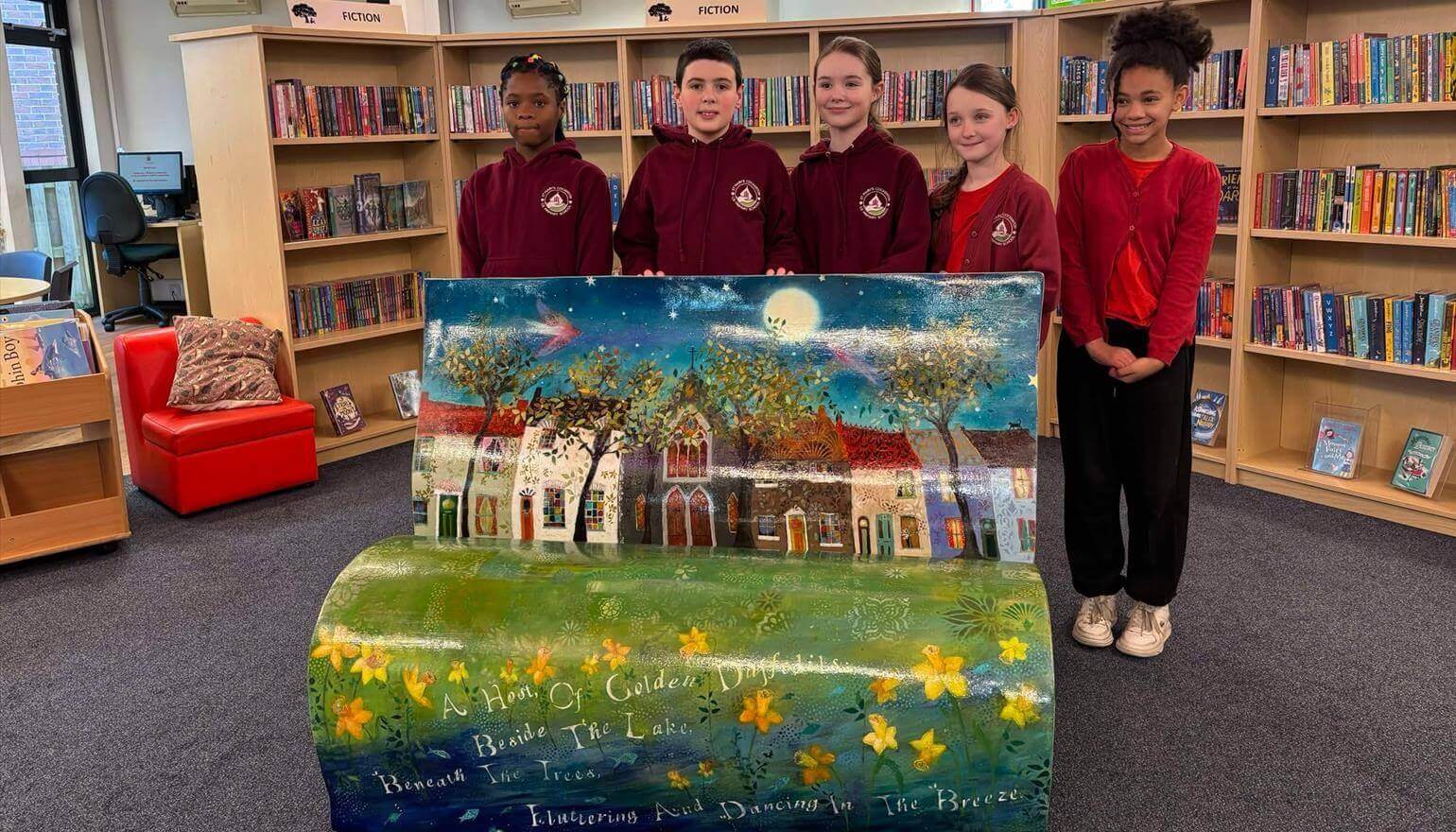 Colourful community book bench unveiled in Cockerton