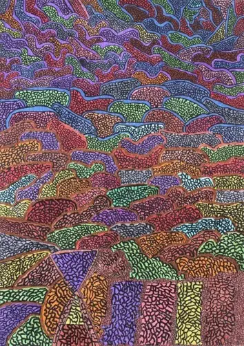 Abstract shapes filled with colours and patterns