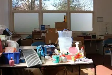 packing up art supplies